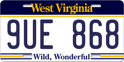 WV license plate 9UE868