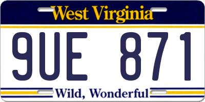 WV license plate 9UE871