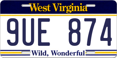 WV license plate 9UE874
