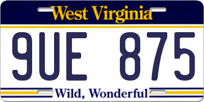 WV license plate 9UE875