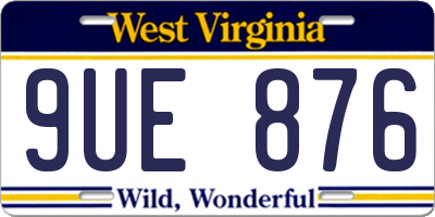 WV license plate 9UE876