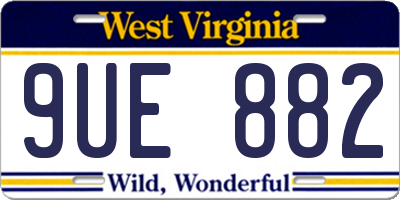 WV license plate 9UE882