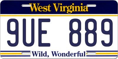 WV license plate 9UE889