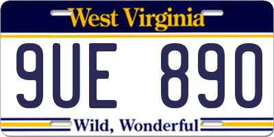 WV license plate 9UE890