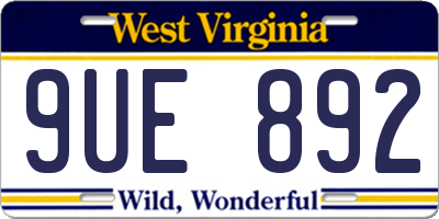 WV license plate 9UE892
