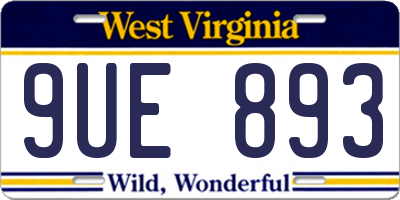 WV license plate 9UE893