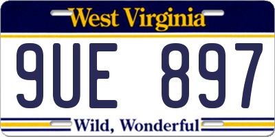 WV license plate 9UE897