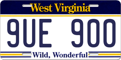 WV license plate 9UE900