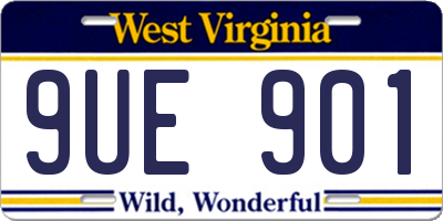 WV license plate 9UE901