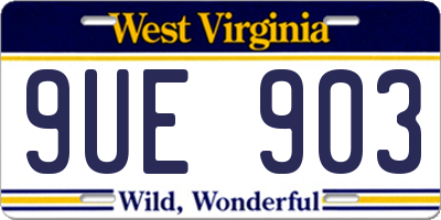 WV license plate 9UE903