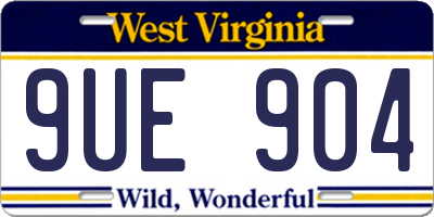 WV license plate 9UE904