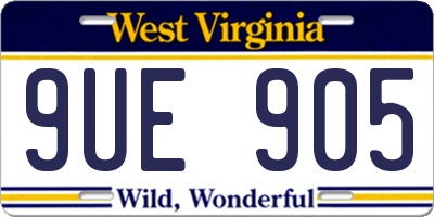 WV license plate 9UE905