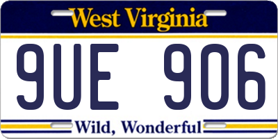 WV license plate 9UE906
