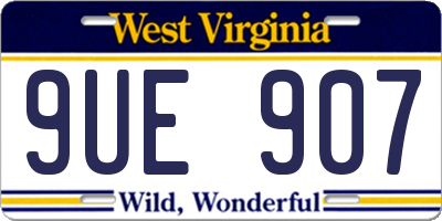 WV license plate 9UE907