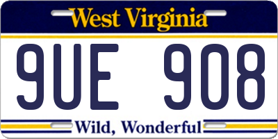 WV license plate 9UE908