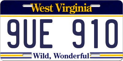 WV license plate 9UE910