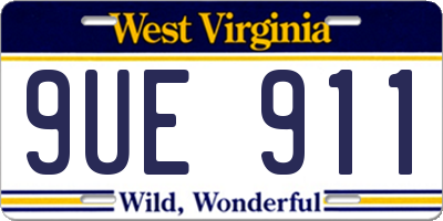 WV license plate 9UE911