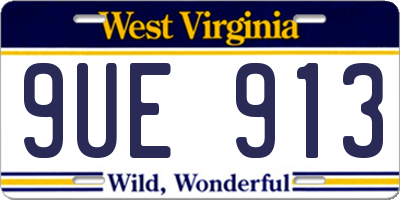 WV license plate 9UE913
