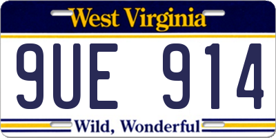 WV license plate 9UE914