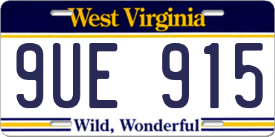 WV license plate 9UE915