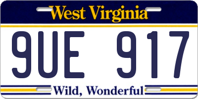 WV license plate 9UE917