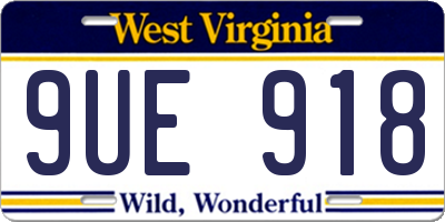 WV license plate 9UE918