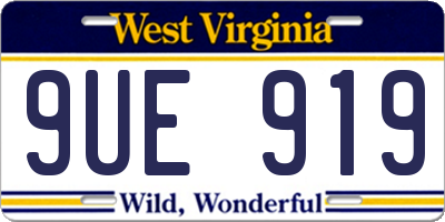 WV license plate 9UE919