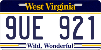 WV license plate 9UE921