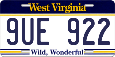 WV license plate 9UE922