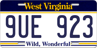 WV license plate 9UE923