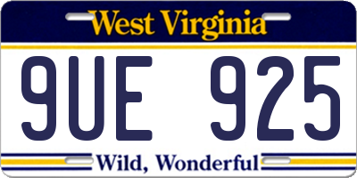 WV license plate 9UE925