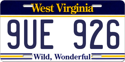 WV license plate 9UE926