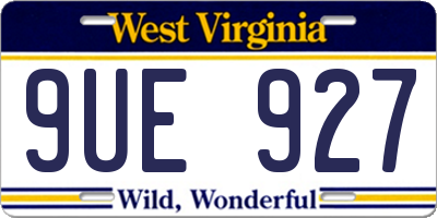 WV license plate 9UE927
