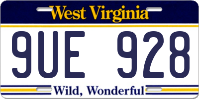 WV license plate 9UE928