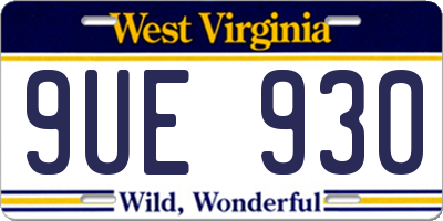 WV license plate 9UE930