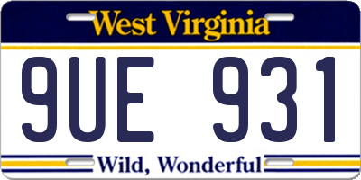 WV license plate 9UE931
