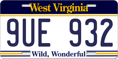 WV license plate 9UE932