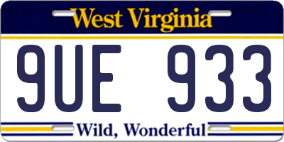 WV license plate 9UE933