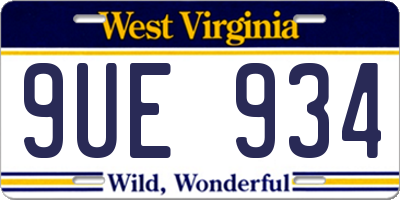 WV license plate 9UE934