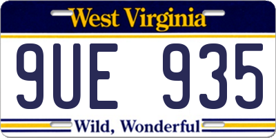 WV license plate 9UE935