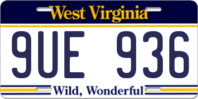WV license plate 9UE936