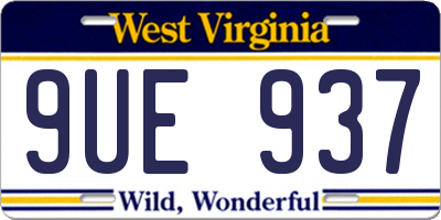 WV license plate 9UE937