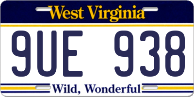 WV license plate 9UE938