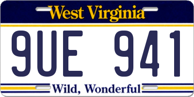 WV license plate 9UE941