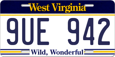 WV license plate 9UE942