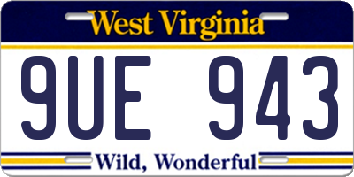 WV license plate 9UE943