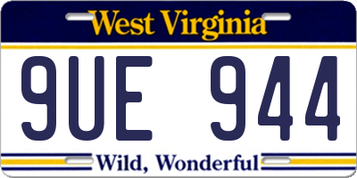 WV license plate 9UE944