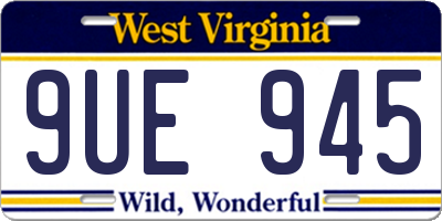 WV license plate 9UE945