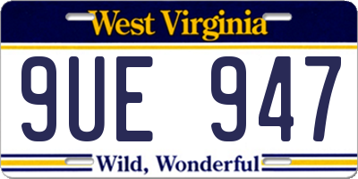 WV license plate 9UE947