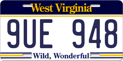 WV license plate 9UE948